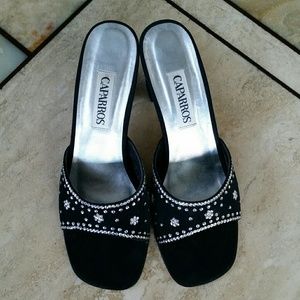 Black Sequin Slides Heels 9
